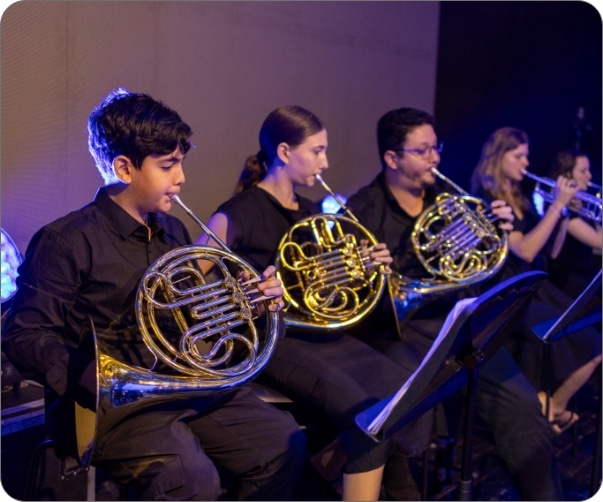 Amadeus Program: trumpet ensemble youth Gilboa teachers travel to schools at Yizre'el Gilboa Music Center